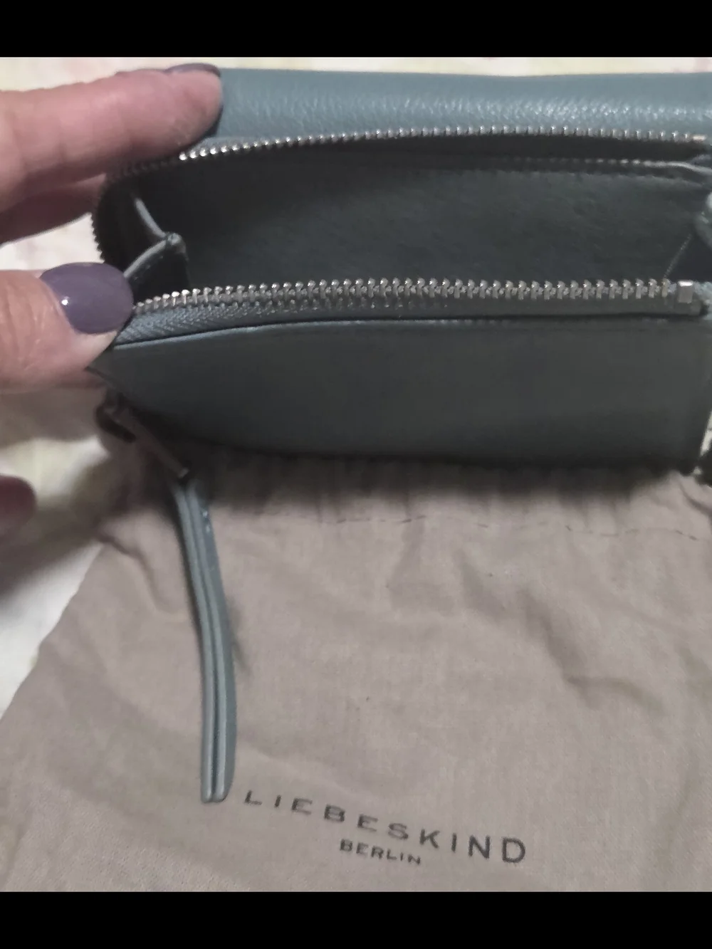 Liebeskind Blue/green Pebbled Leather Small Wallet